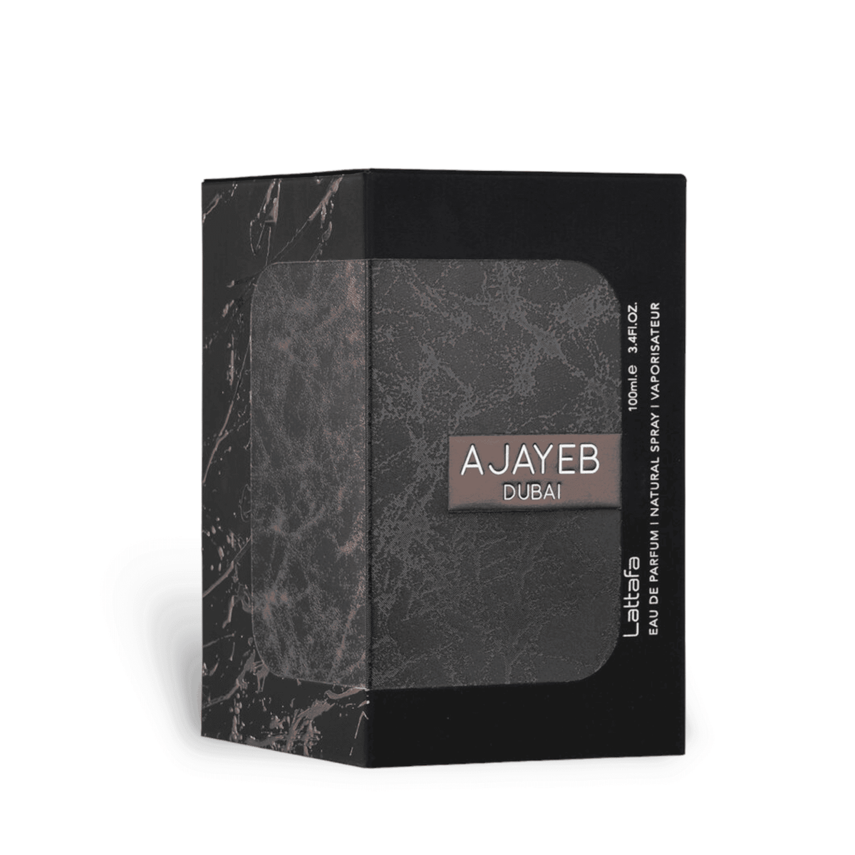 The luxurious Oriental Gourmand, Ajayeb Dubai perfume, a blend of coffee, violet, sandalwood, butterscotch, and vanilla notes