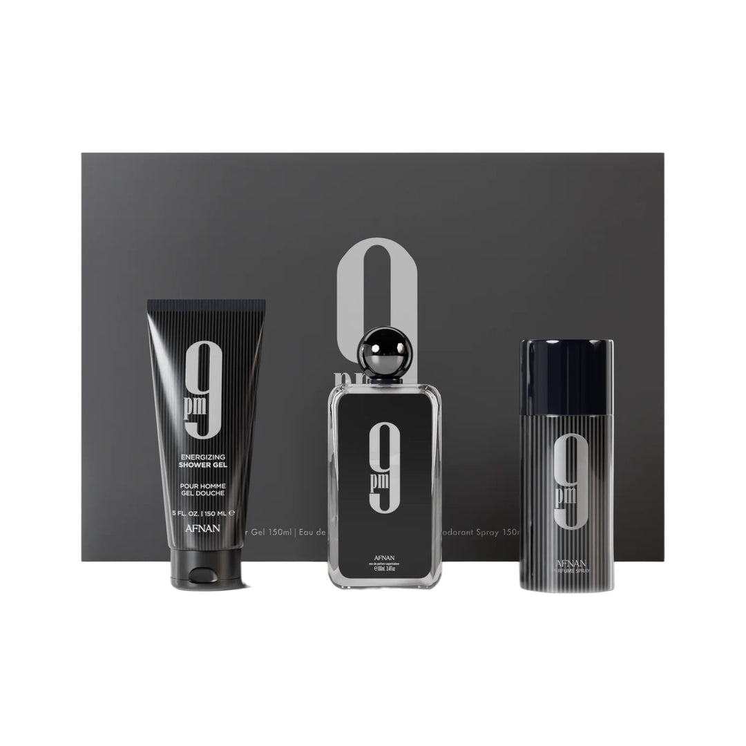 Afnan 9 PM Fragrance Gift Set for Men - EDP, Shower Gel, Deodorant