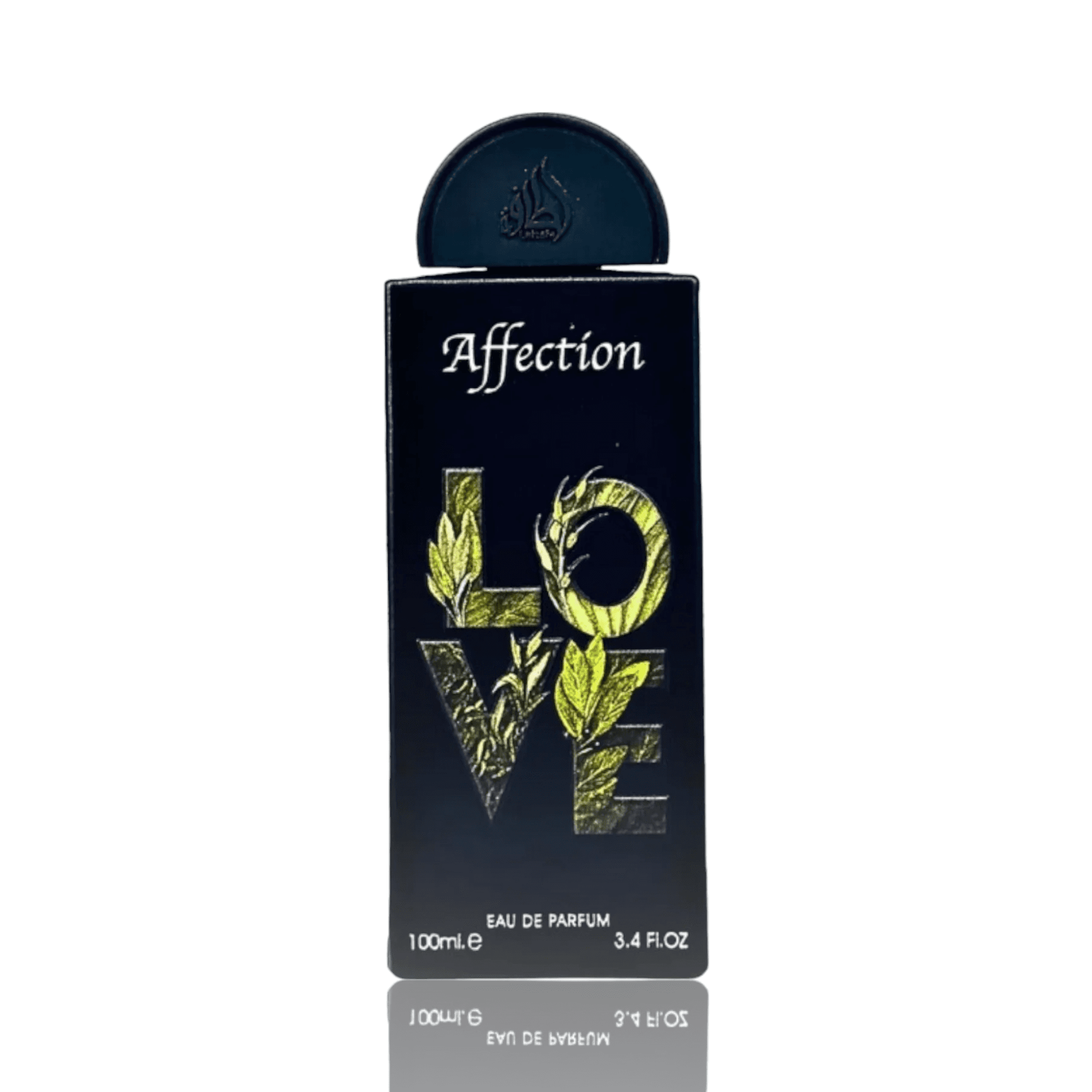 Close-up of Affection Perfume bottle, highlighting its luxurious design and the unique combination of pistachio, hazelnut, and floral scents.