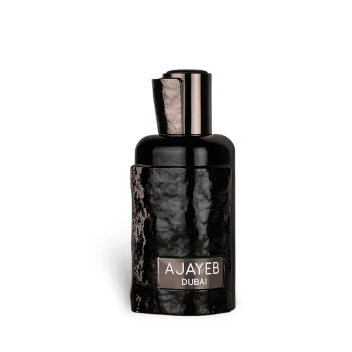 Intricate bottle design of the Ajayeb Dubai, Lattafa's unisex fragrance