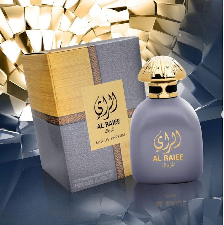 Al Raiee Lil Rijal 100ml Eau De Parfum bottle, showcasing its sleek design and premium packaging.