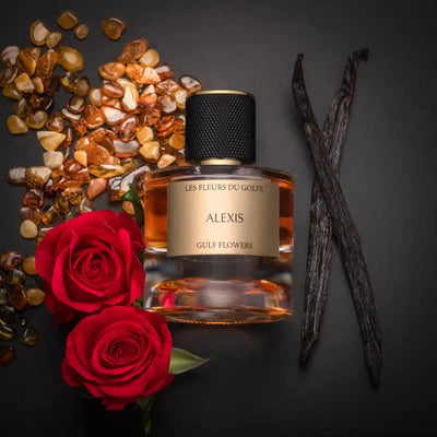 Elegant Alexis Perfume Bottle with Amber and Vanilla Scent