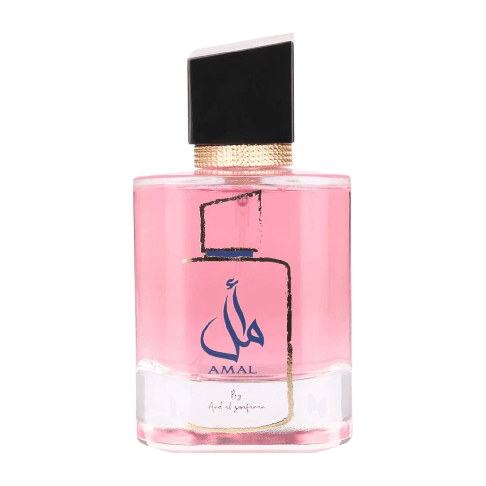 Close-up of Amal perfume, emphasizing its harmonious blend of tuberose and jasmine middle notes.