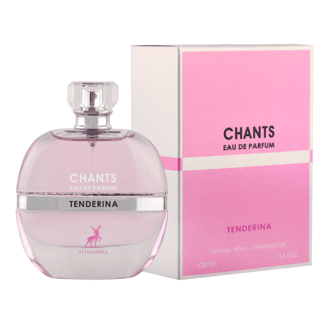 Elegant bottle of Chants Tenderina Perfume by Maison Alhambra, encapsulating its floral-fruity essence and sophistication.