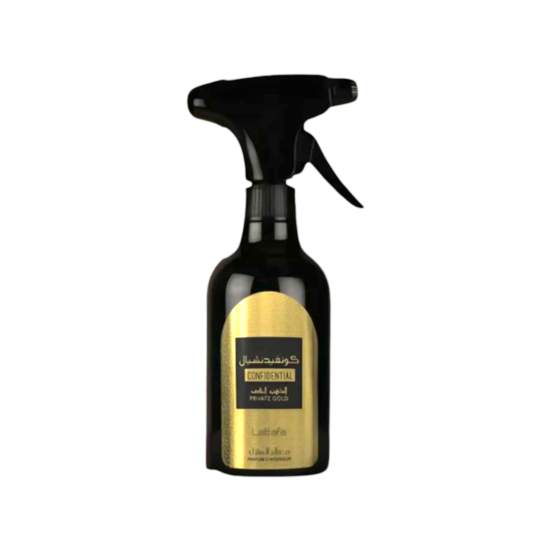 Confidential Private Gold Room Spray 450ml by Lattafa - Luxurious Home Fragrance