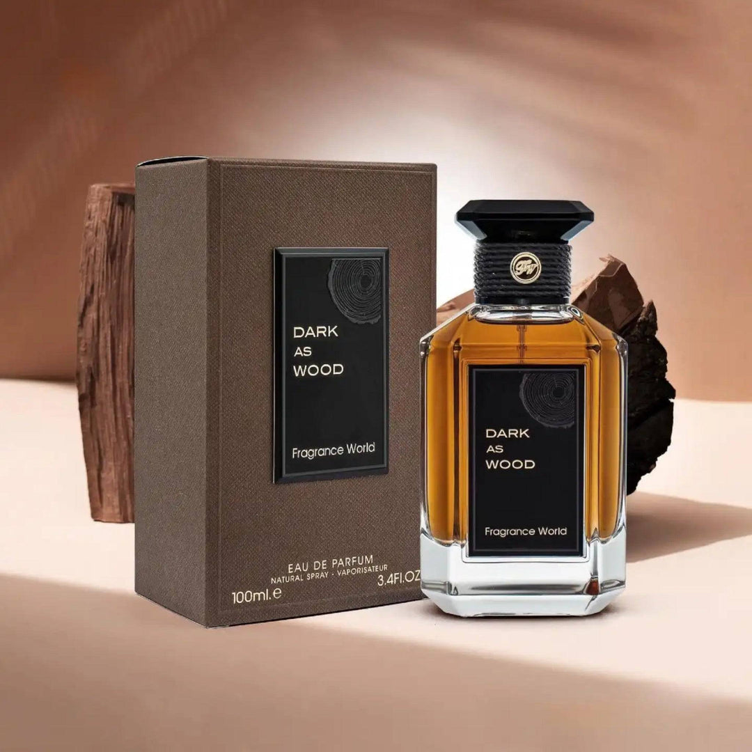 Elegant presentation of Dark As Wood 100ml, embodying sophistication and unisex appeal.