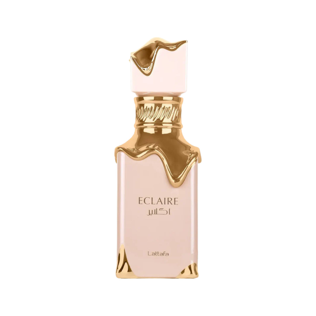 Elegant bottle of Eclaire Perfume 100ml Eau De Parfum by Lattafa, featuring a sleek, modern design with gold accents. Perfectly captures the luxury and allure of Arabian fragrances, ideal for any occasion.