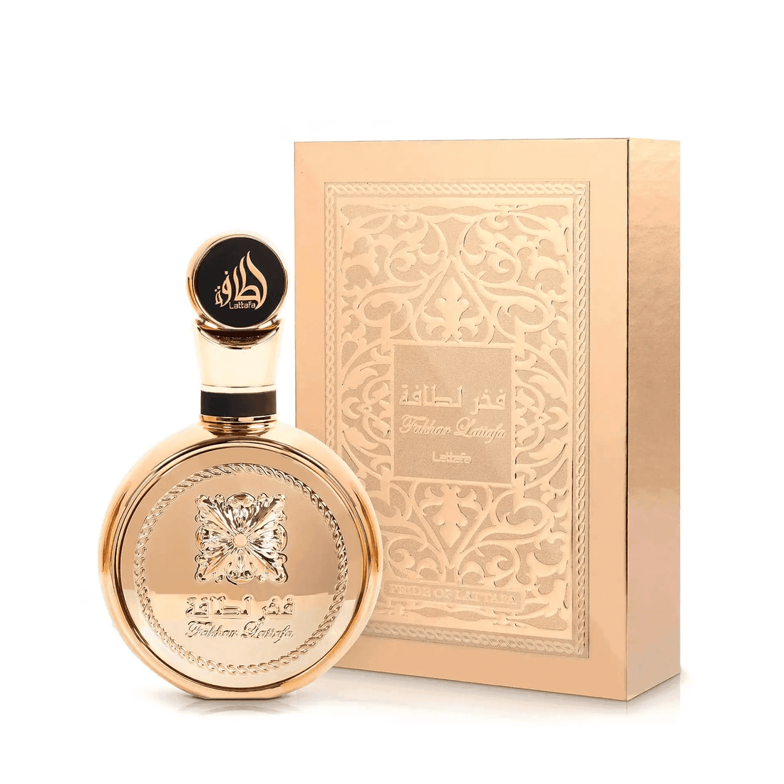 Masterfully-blended Fakhar Lattafa Gold Extrait perfume bottle