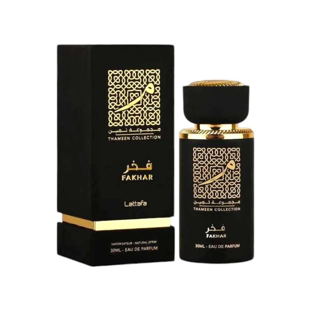 Fakhar Thameen Collection 30ml EDP by Lattafa - Sensual Oud & Amber