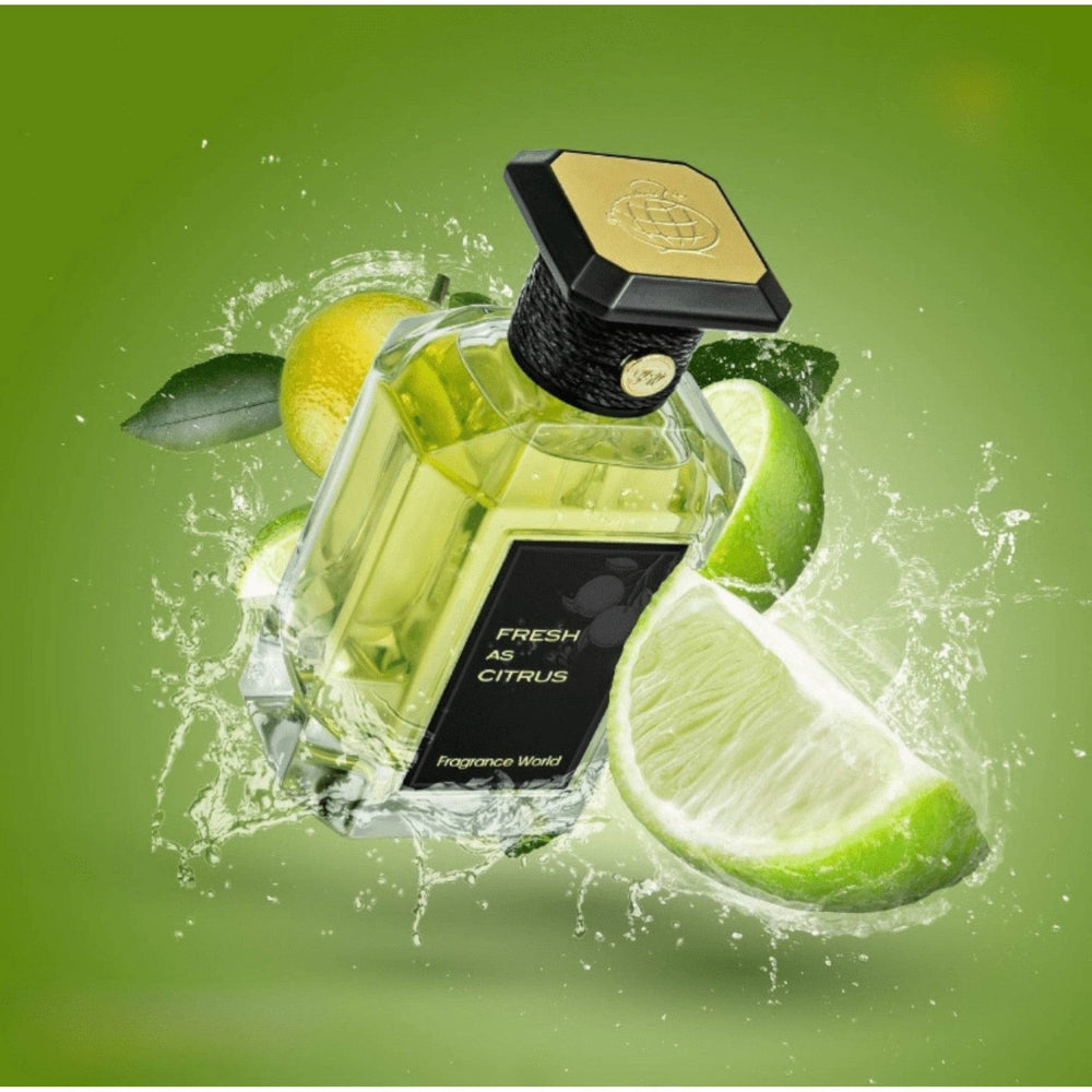 Ingredients of Fresh As Citrus perfume showcasing the vibrant blend of lemon, bergamot, and herbal notes.