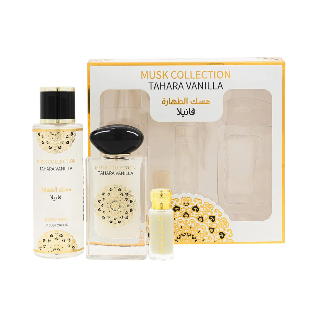 Musk Tahara Vanilla Gift Set by Gulf Orchid – 3-Piece Luxury Fragrance Collection