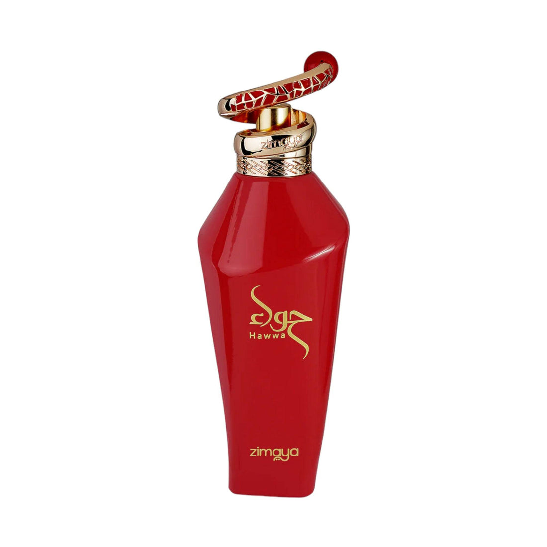 Striking 100ml bottle of Zimaya Hawwa Red Eau De Parfum, encapsulating its bold and charismatic fragrance.