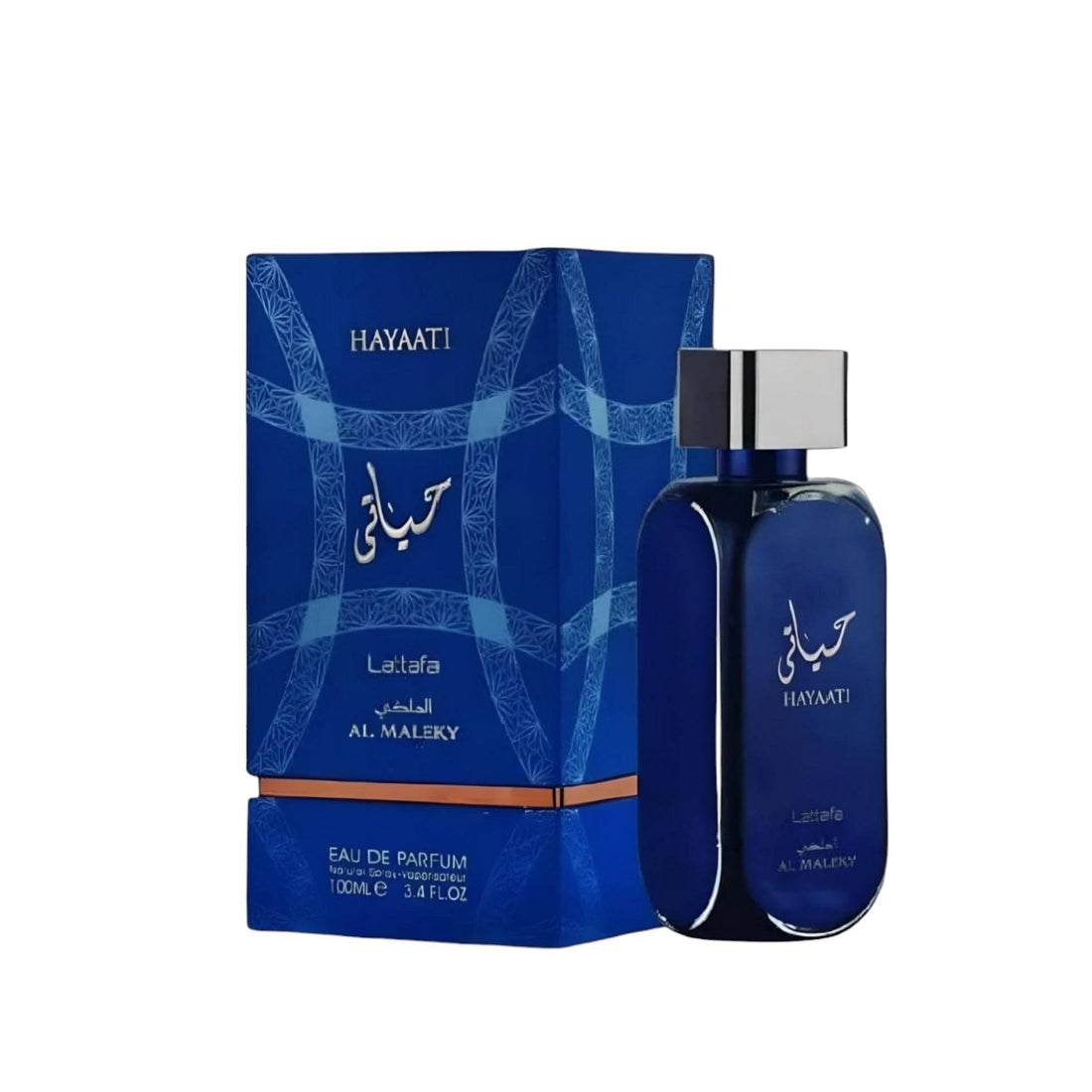 Luxurious packaging of Hayaati Al-Maleky Refreshing Oceanic EDP by Lattafa