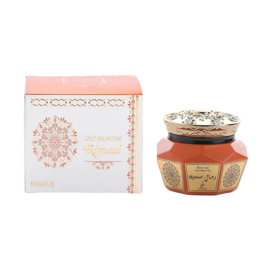 Oud Muattar Rimaal 40GM Bakhoor by Khadlaj in elegant packaging