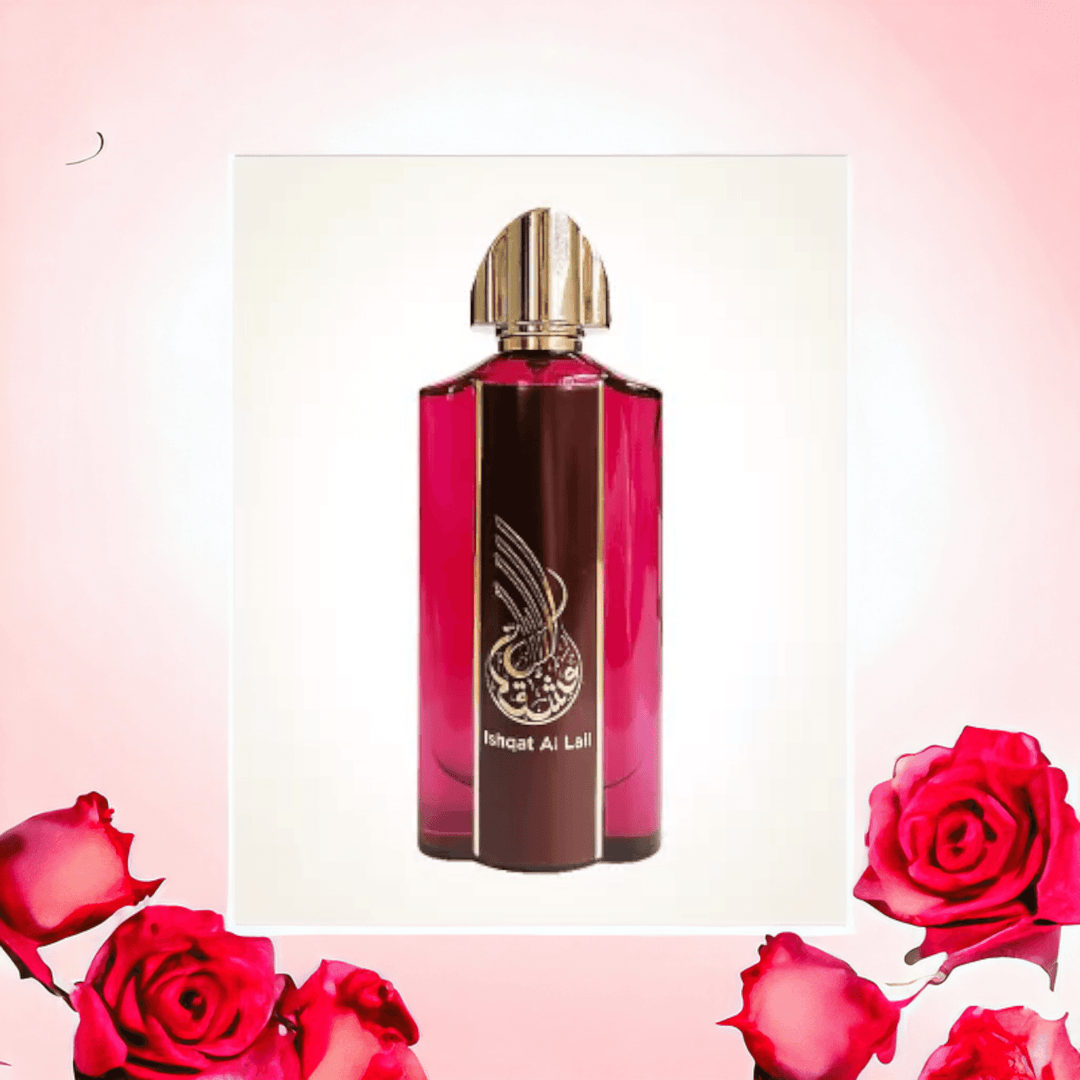 Close-up of Ishqat Al Lail perfume, highlighting the elegance and richness of its scent composition.