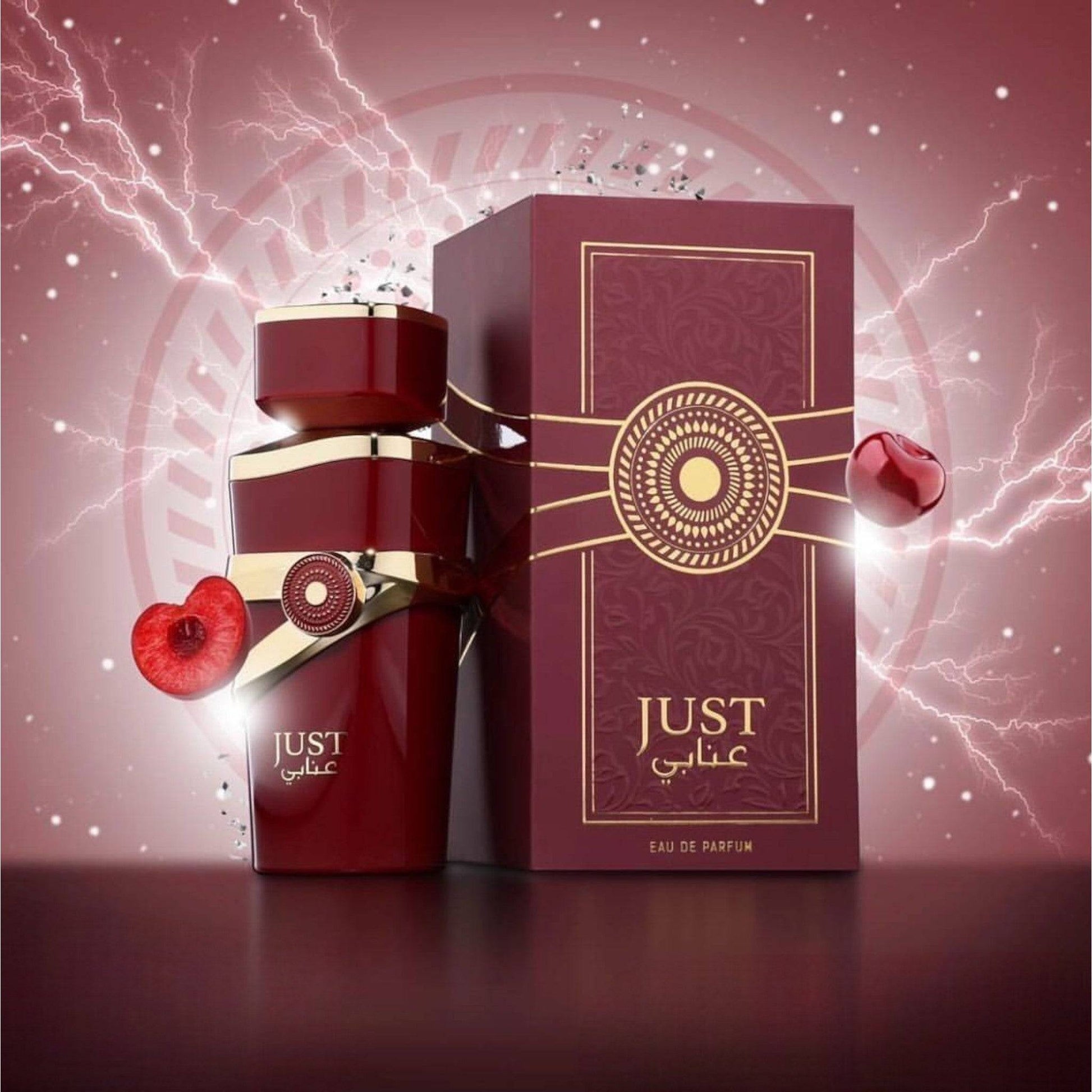 Elegant bottle of Just Anabi Eau De Parfum by Fragrance World, highlighting its luxurious design and the rich, orient-inspired scent.