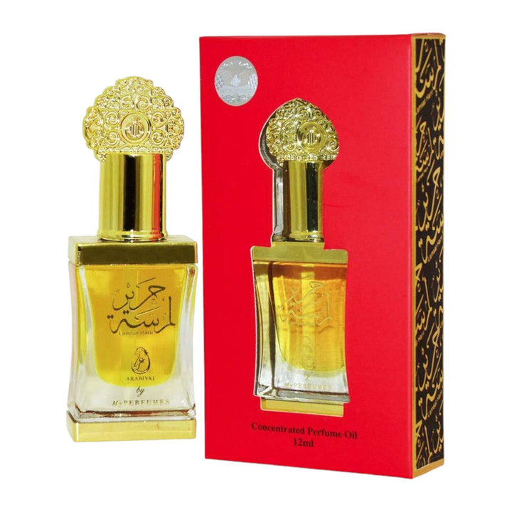 Lamsat Harir Concentrated Perfume Oil bottle, symbolizing luxury and depth of scent.