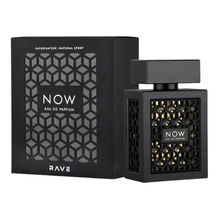 Lattafa Now Rave 100ml EDP bottle design