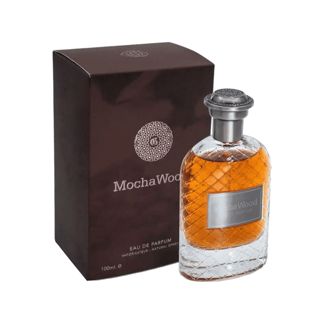 Luxurious 100ml bottle of Mocha Wood Perfume by Fragrance World, capturing the essence of Arabian musk.