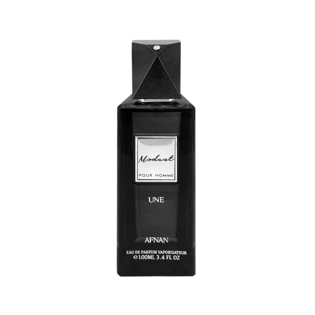 Sleek 100ml bottle of Afnan Modest Pour Homme Eau De Parfum, symbolizing its modern and masculine fragrance.