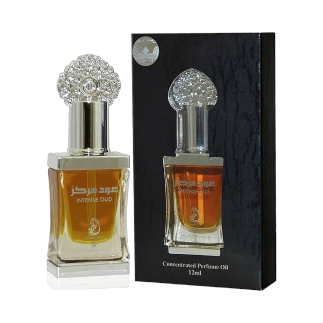 Elegant bottle of Intense Oud Perfume Oil, embodying the essence of luxury and lasting aroma.