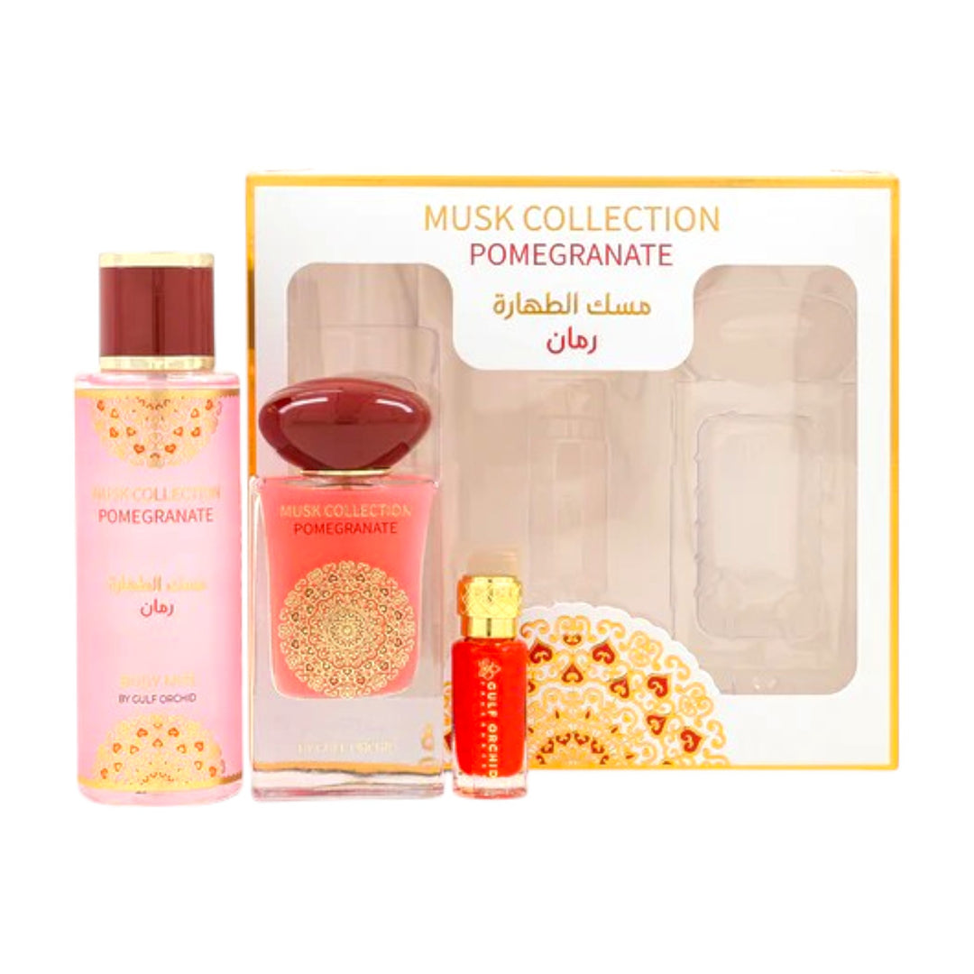 Musk Tahara Pomegranate Gift Set by Gulf Orchid – 3-Piece Luxury Fragrance Collection