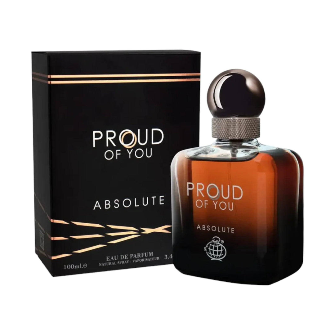 Proud Of You Absolute EDP 100ml bottle, featuring notes of bergamot, cardamom, and rich spices for a refreshing and warm aroma.