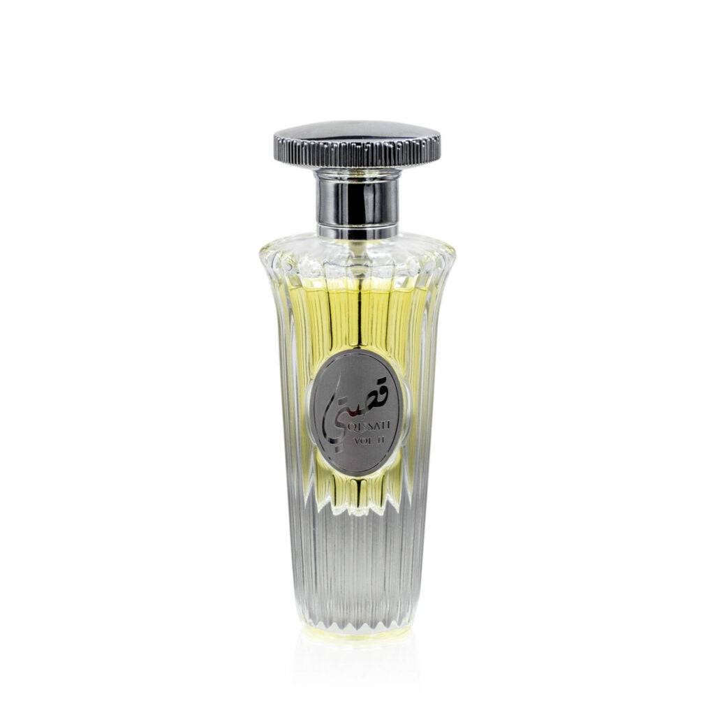 a bottle of perfume on a white background