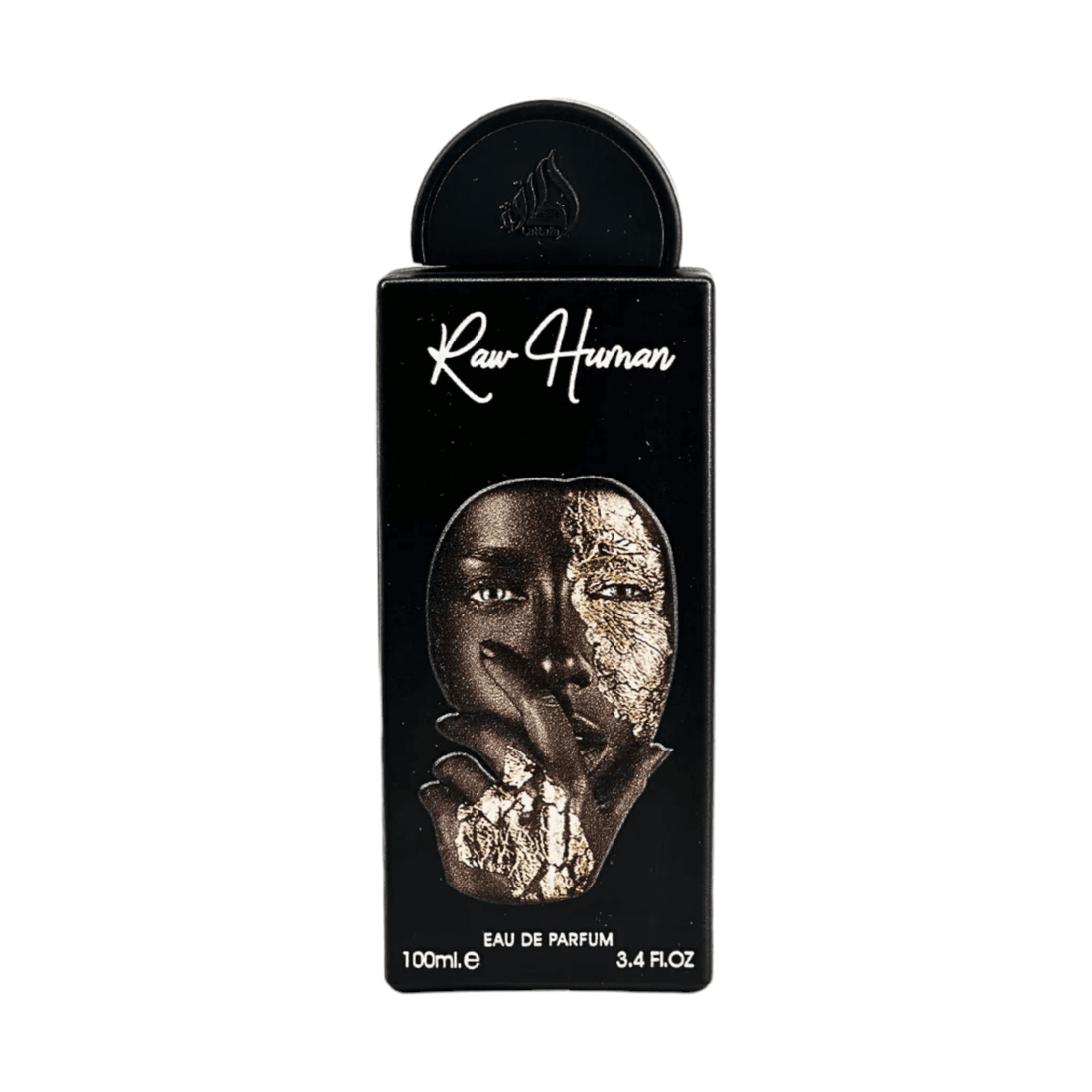 Sleek 100ml bottle of Raw Human Eau de Parfum by Lattafa Pride, embodying the fragrance's bold and sensual character.