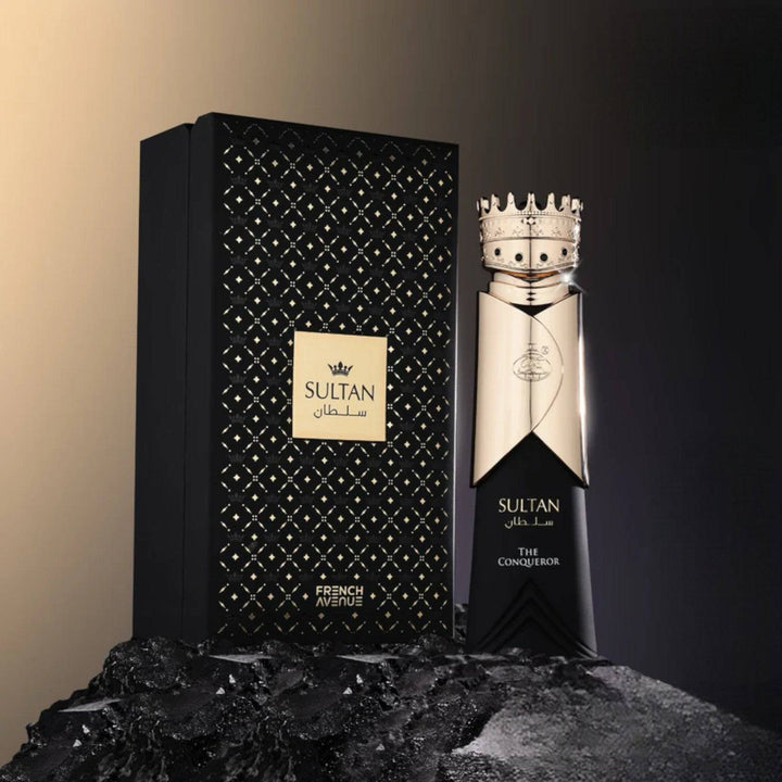 Sultan The Conqueror EDP 80ml bottle, embodying strength with notes of clary sage, cedarwood, leather, and oud.