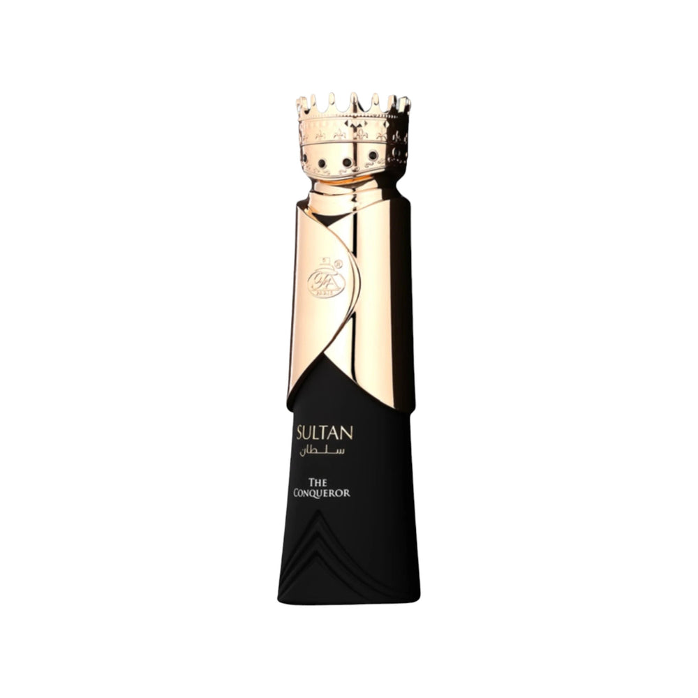 Sultan The Conqueror EDP 80ml bottle, embodying strength with notes of clary sage, cedarwood, leather, and oud.