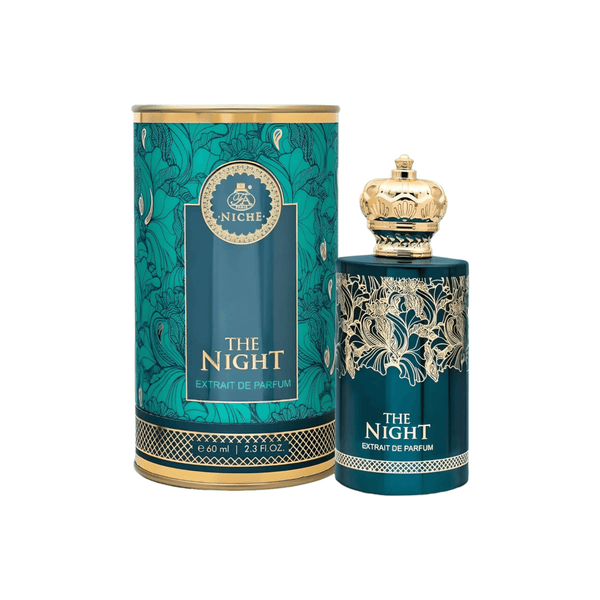 Bottle of The Night Extrait De Parfum by FA Paris Niche, embodying the mystery and allure of the night with oud and rose notes.