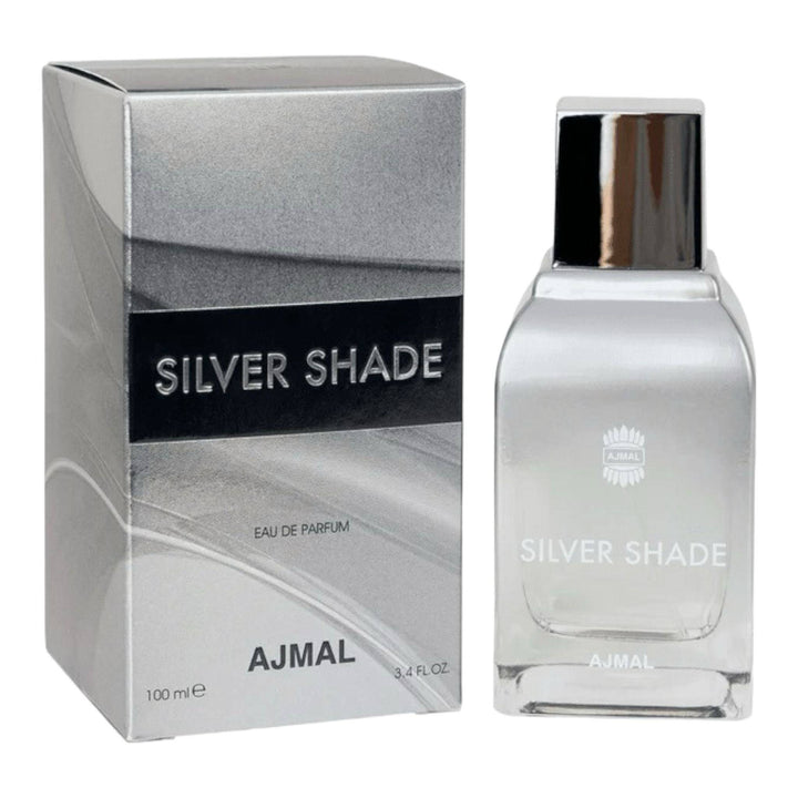 Image of Ajmal Silver Shade Eau de Parfum 100ml bottle, known for its invigorating blend of fresh, floral, and woody scents.