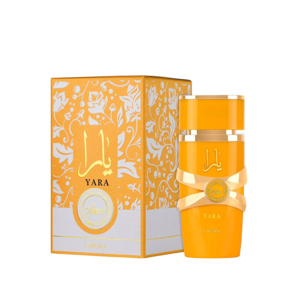 Elegant 100ml bottle of Yara Tous Perfume by Lattafa Perfumes, capturing its tropical and indulgent fragrance.