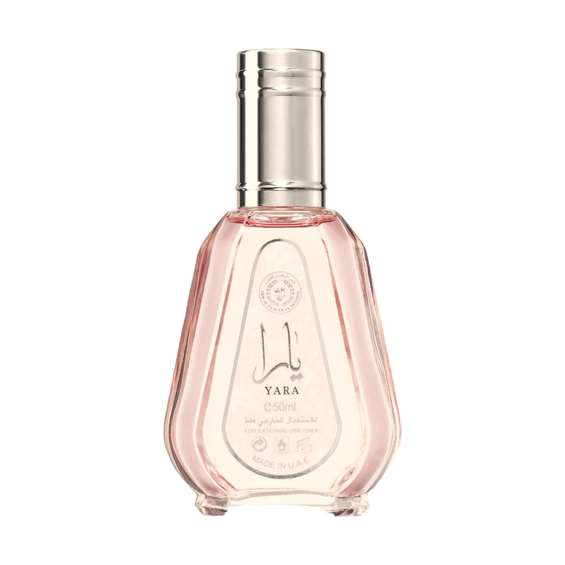 Yara 50ml Eau De Parfum by Ard Al Zaafaran, a bottle against a backdrop suggesting a tropical and floral ambiance.