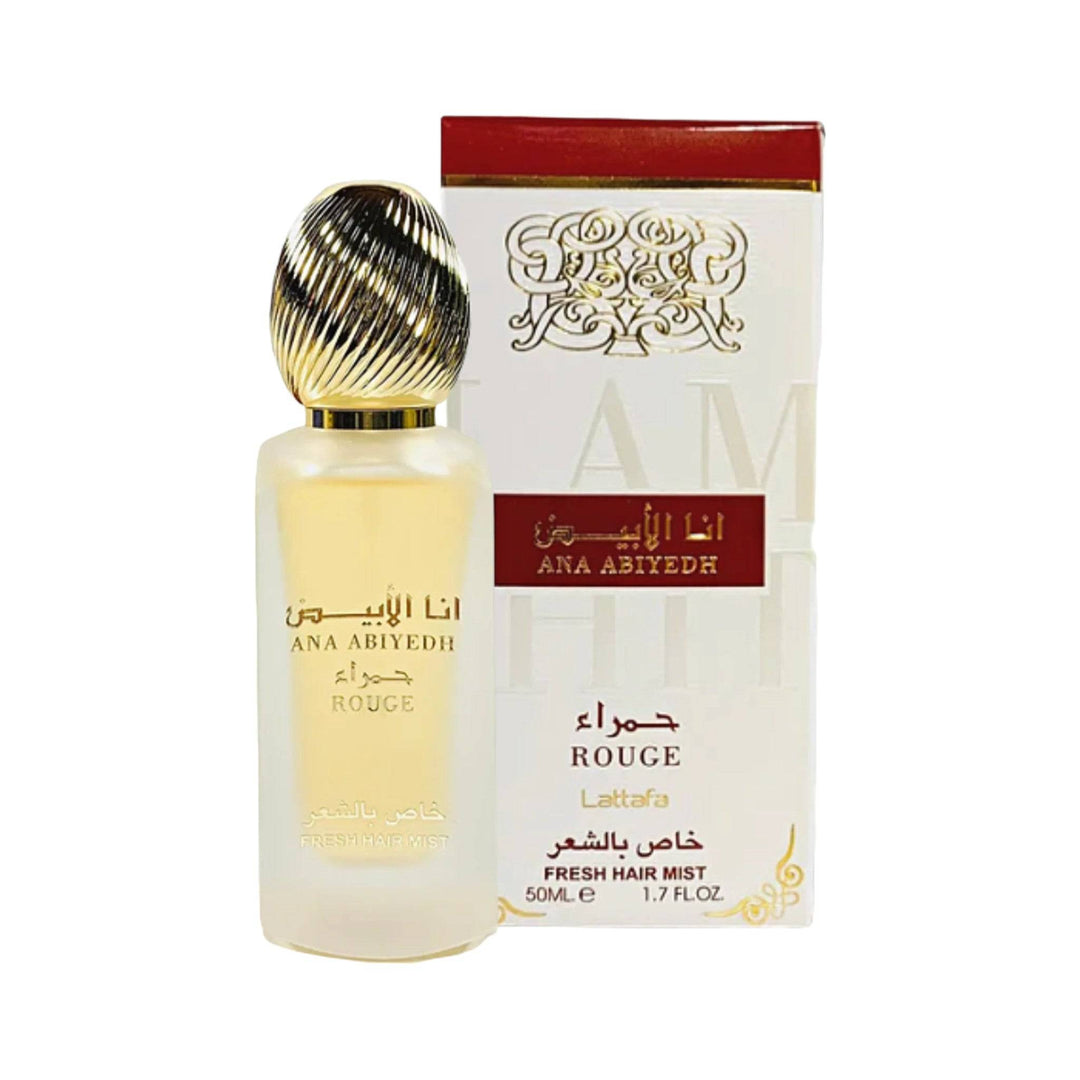 Ana Abiyedh Rouge Fresh Hair Mist 50ml by Lattafa with amber and almond essence.