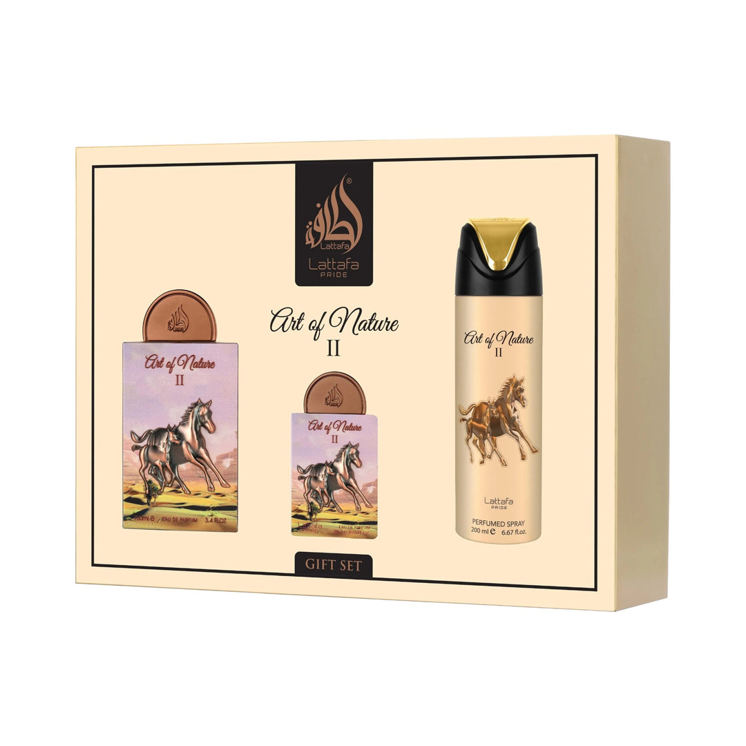 Art Of Nature II 3pc Gift Set by Lattafa – EDP, Body Spray & Mini