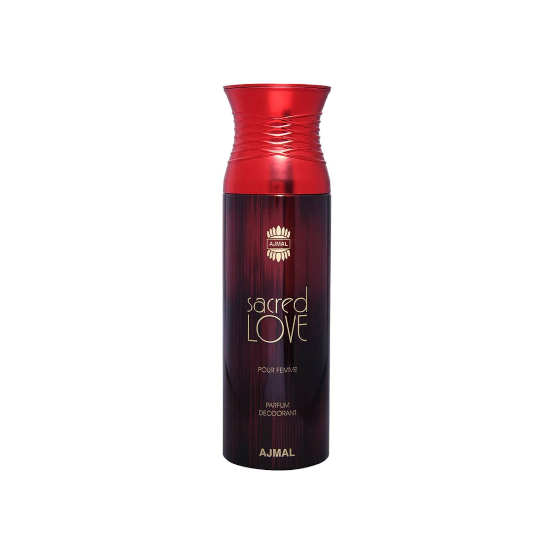 Bottle of Ajmal Sacred Love Deodorant 200ml, elegantly displayed to highlight its refined and feminine design.