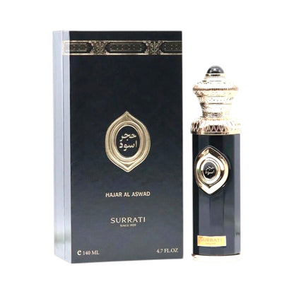 Surrati Hajar Al Aswad perfume bottle and packaging on a white background