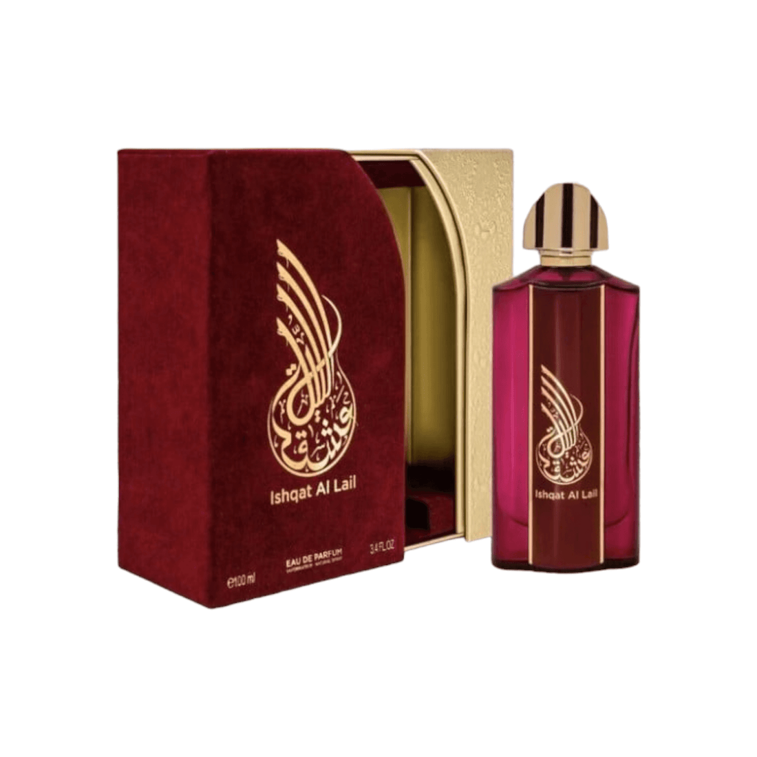 Luxurious bottle of Fragrance World Athoor Al Alam Ishqat Al Lail, showcasing its unique blend of poppy and almond.