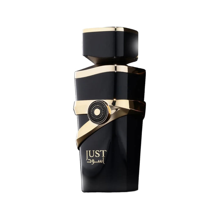 Just Aswad Perfume 100ml bottle, showcasing notes of grapefruit, lavender, and sandalwood for a sophisticated and alluring aroma.