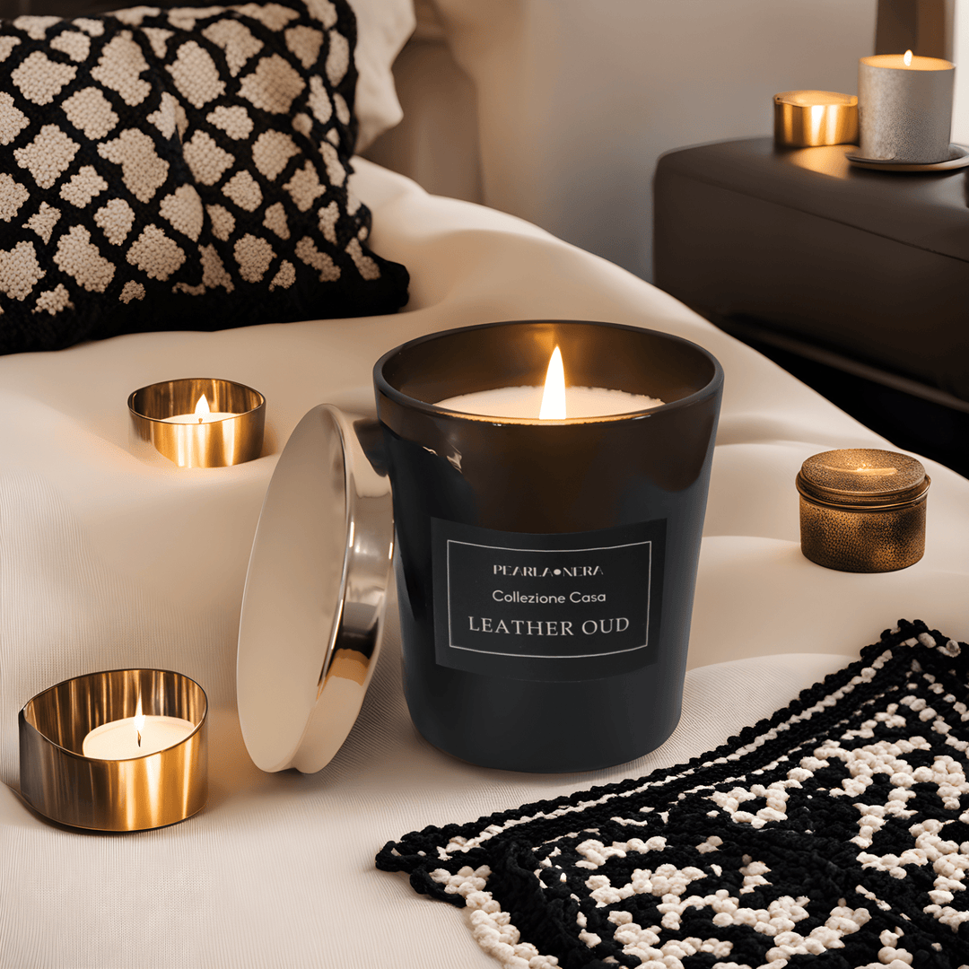 Leather Oud Scented Candle by Pearla Nera