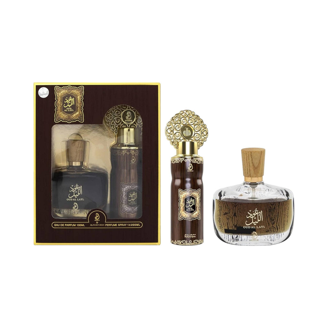 Oud Al Layl Gift Set by My Perfumes, capturing Arabian essence in a sophisticated bottle.
