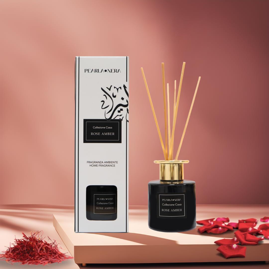 Rose Amber Reed Diffuser by Pearla Nera - 100ml Home Scent - Freshitystore