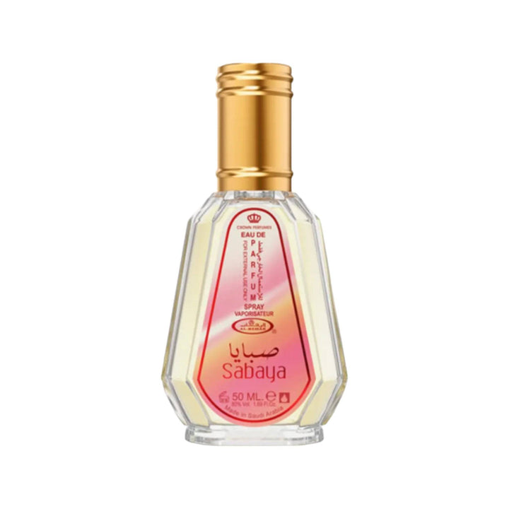 Bottle of Sabaya 50ml Eau de Parfum by Al-Rehab, featuring a bright floral and citrus fragrance.