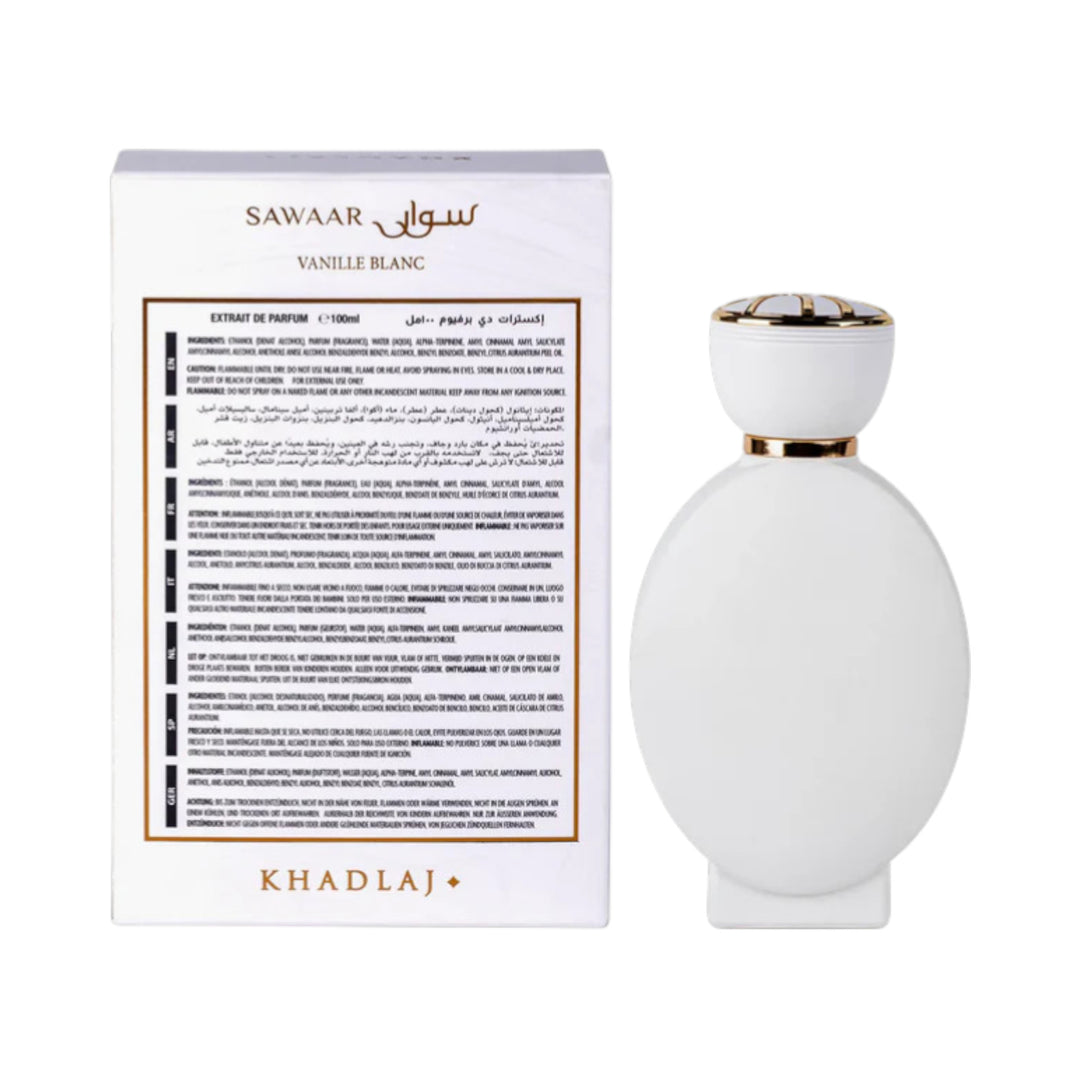 Sawaar Vanille Blanc 100ml Extrait by Khadlaj – Vanilla Perfume