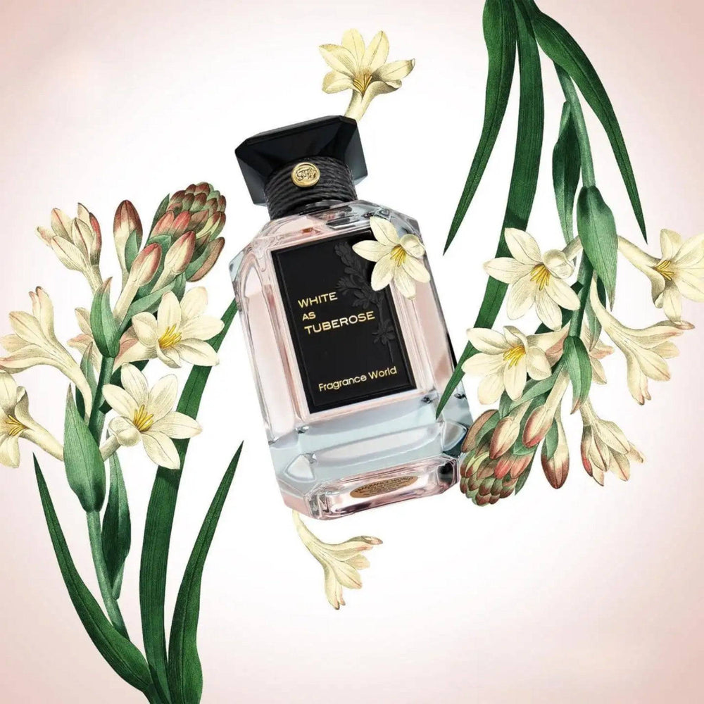 Simplistic and beautiful White As Tuberose, reflecting its summer-inspired scent notes.